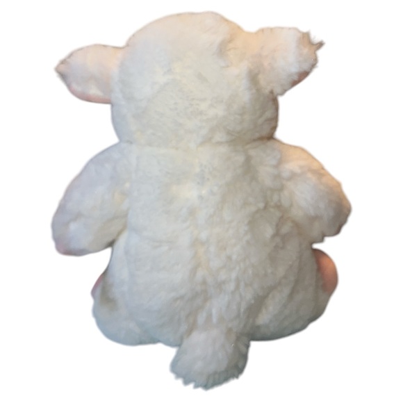 Doudou et Compagnie White Lamb Sheep Pink Plush Lovey Baby Security Blanket Toy - Picture 3 of 7